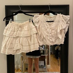 LoveShackFancy Antique White Nora Skirt & Top Set